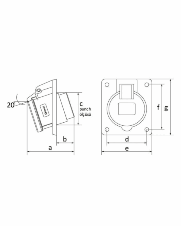 PRIZË PANELI 3X32A 2P+T 220V IP44 90° - Image 3