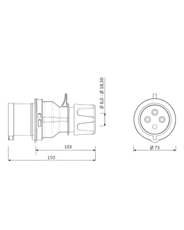 SPINË 4X32A 3P+T 380V IP44 (IPP8) - Image 2