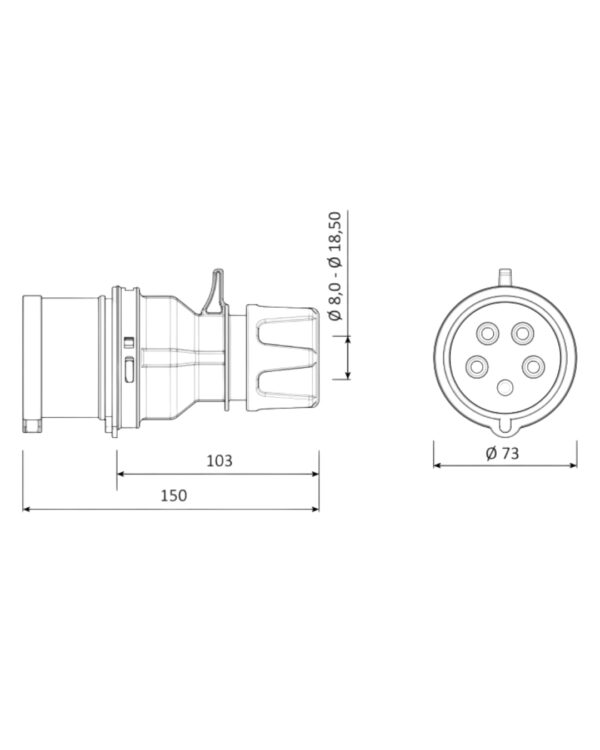 SPINË 5X32A 3P+T+N 380V IP44 (IPP8) - Image 2