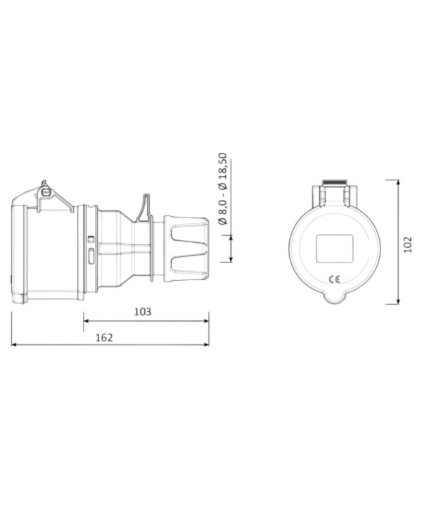 PRIZË AJRORE 5X32A 3P+T+N 380V IP44 (IPP8) - Image 2