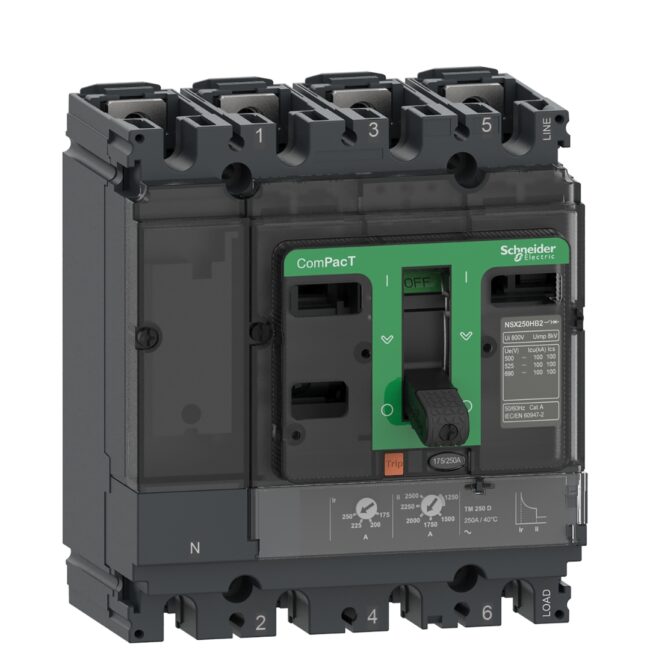 CIRCUIT BREAKER COMPACT NSX250B 25kA/415VAC 4 POLES 4D (NEUTRAL FULLZ PROTECTED) TMD TRIP UNIT 250A